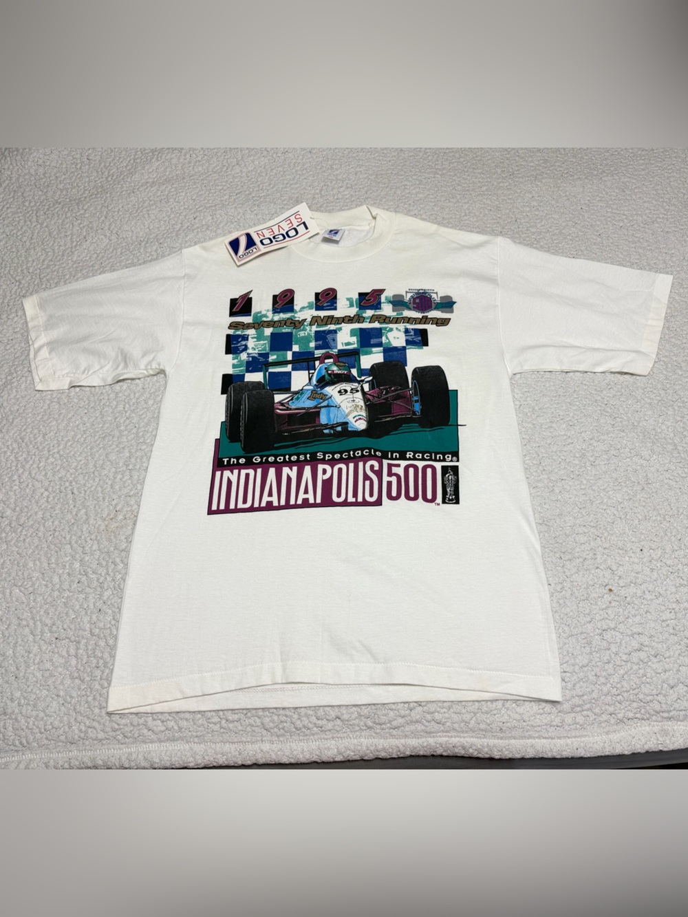 NWT Vintage 1995 Shirt Large Indy 500 Racing Single Stitch Logo 7 Made in USA